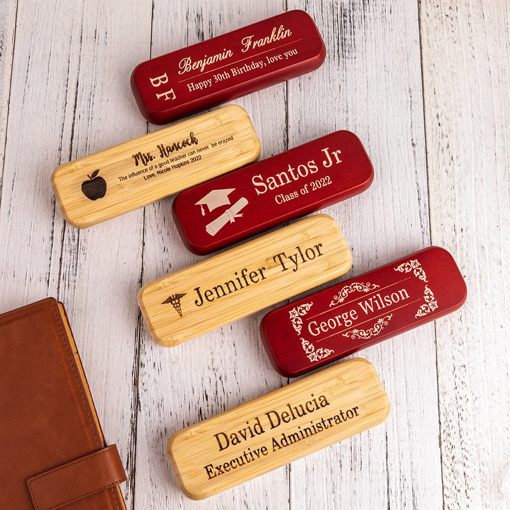 Pen & Case Sets with Gift Box, Custom Engraved Name Wooden Ballpoint Pen, Gift for Students/Lawyers/Doctors/Teachers/Graduates