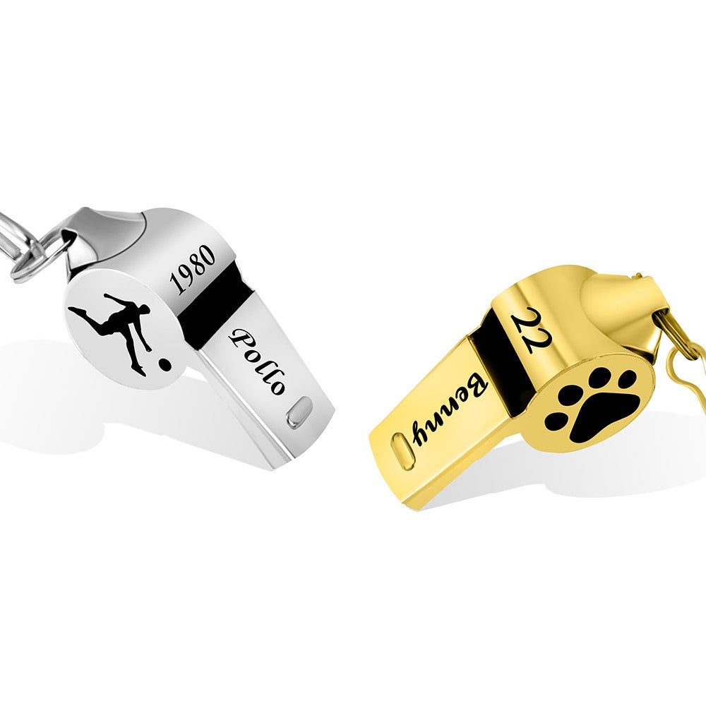 Personalized Whistle Necklaces, Engraved Stainless Steel Whistle Necklaces, Outdoor Whistle Necklaces, Teacher/Coach/ Sports Referee Gifts