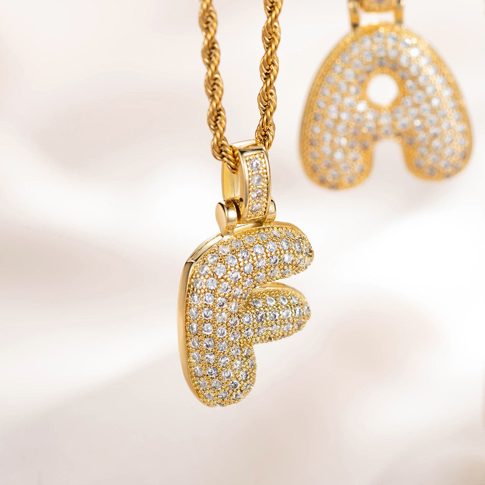Custom Bubble Balloon Letter Necklace, Initial Necklace, Twisted Gold Chain, Women's Jewelry, Birthday/Valentine's Day Gift, Gift for Her/Girlfriends