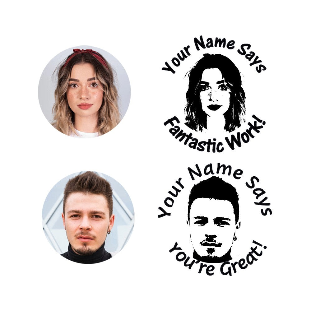 Custom Face Portrait Self-Inking Teacher Stamps for Classroom, Logo Stamps for Homework Grading, Back To School Thank You Gift for Teacher
