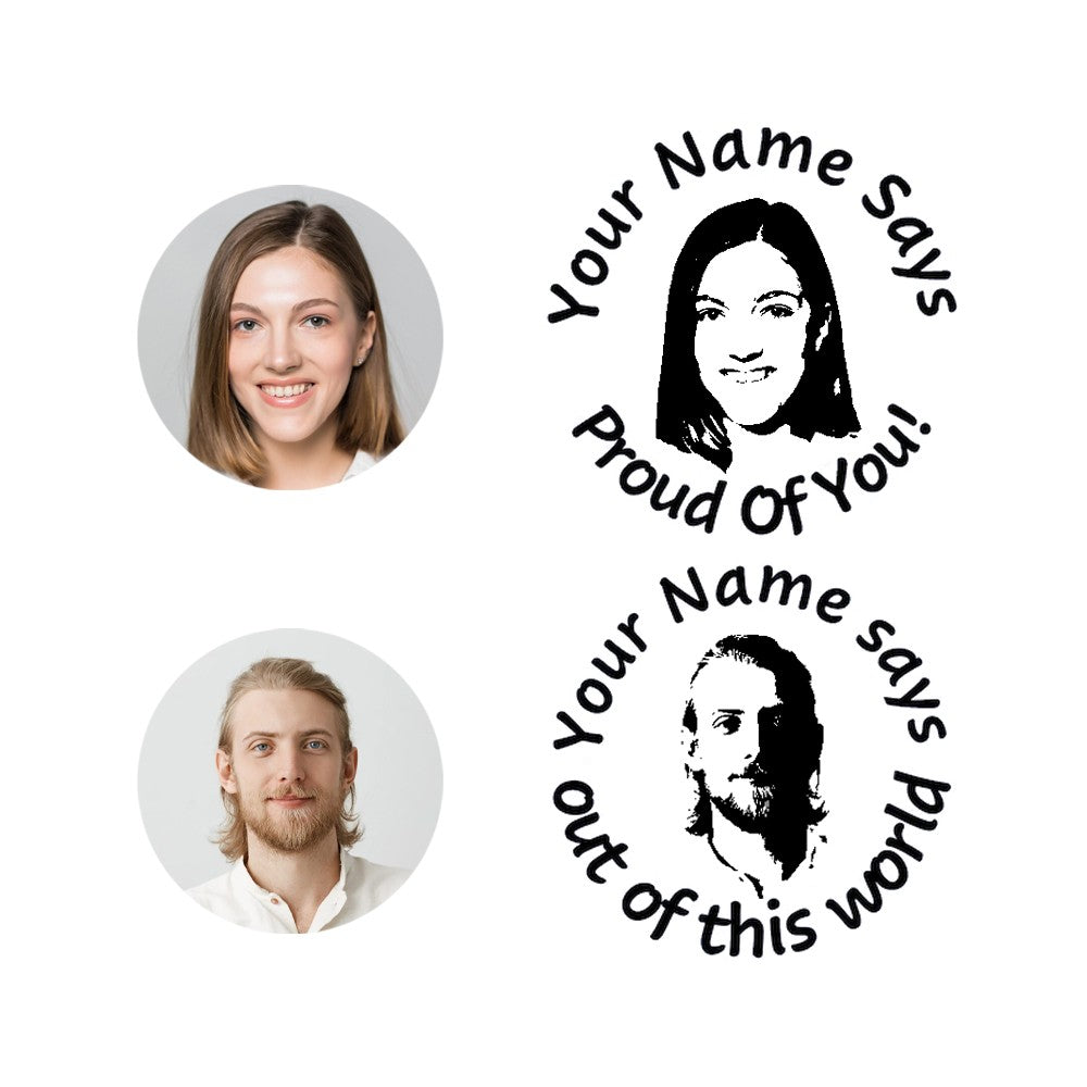 Custom Face Portrait Self-Inking Teacher Stamps for Classroom, Logo Stamps for Homework Grading, Back To School Thank You Gift for Teacher