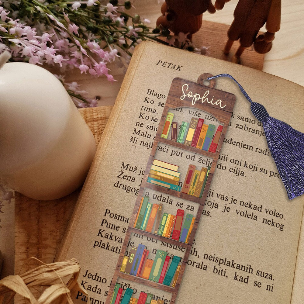 BUY 2 FREE SHIPPING Personalized Name Bookshelf Bookmark, Bookmark Gift For Her, Gift For Book Lovers, Bookworm Gift