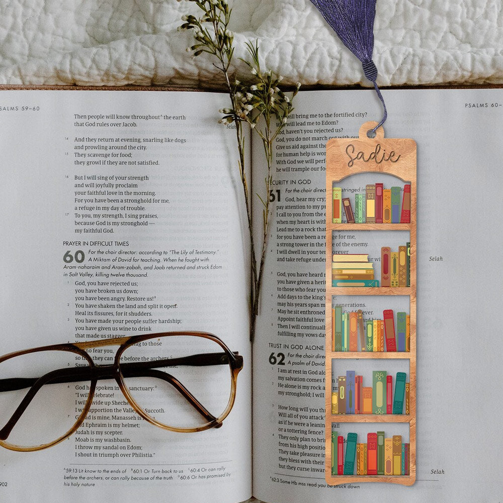 BUY 2 FREE SHIPPING Personalized Name Bookshelf Bookmark, Bookmark Gift For Her, Gift For Book Lovers, Bookworm Gift