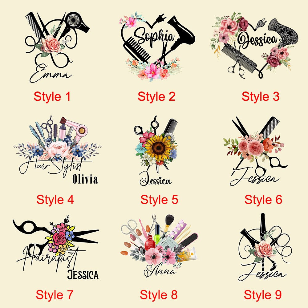 Personalized Barber Floral Toiletry Bag, Makeup Cosmetic Travel Pouch with Zipper, Hair Salon Favor, Gift for Hairstylist/Hairdresser/Cosmetologist