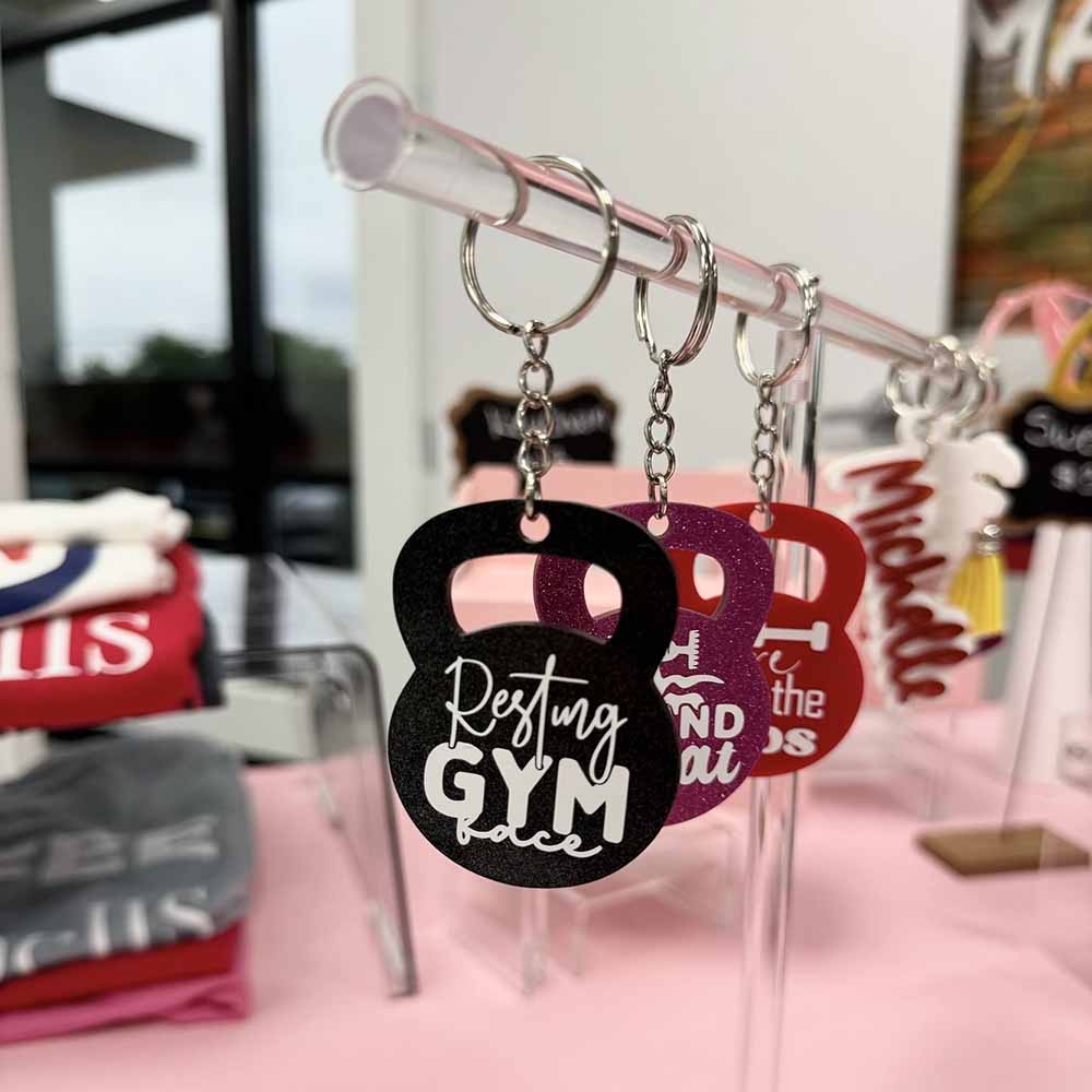 Funny Gym Sayings on A Keychain, Customizable Colors, Used for A Bag, Gym Bag, Backpack, Made with Acrylic