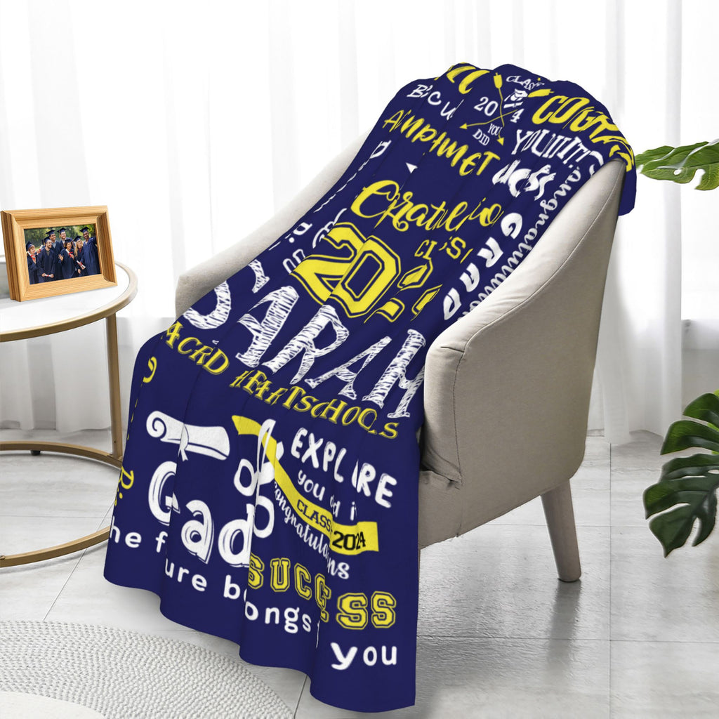 Personalized Graduation Inspirational Blanket, Custom Class of 2024 Blanket with Name, Graduation Party Favor, Gift for Graduate/College/Student