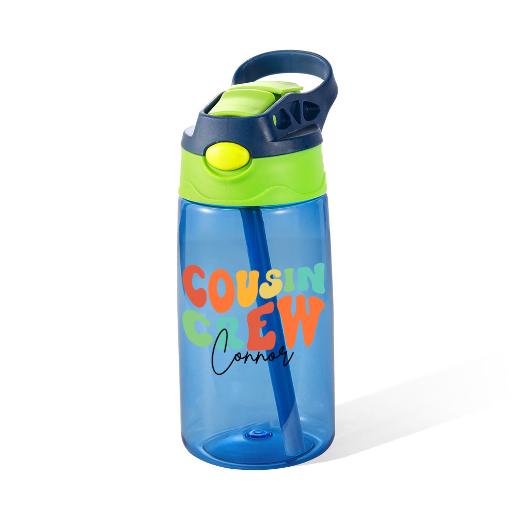 Custom Name Cousin Crew Kids Water Bottle, Perfect for Family Outings