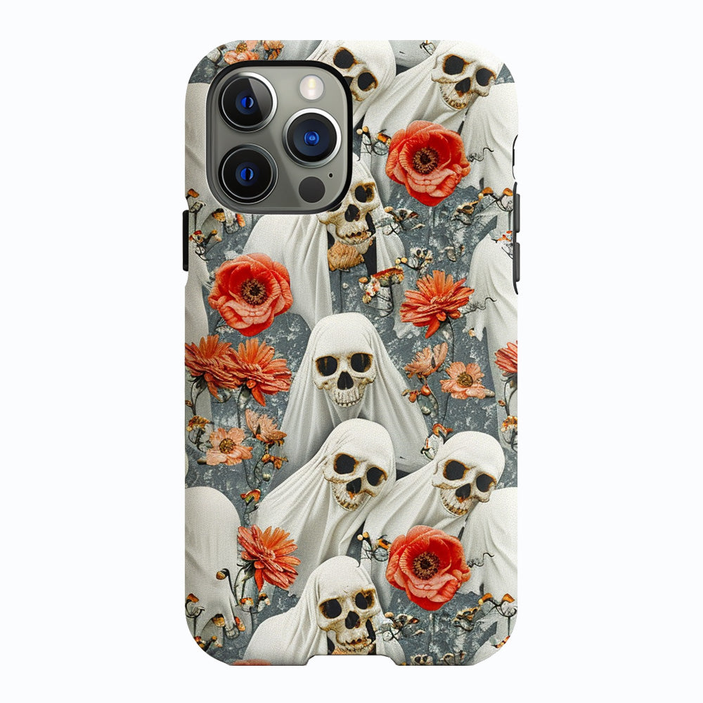 Floral Skull Phone Case, Halloween Cottagecore, iPhone, Pixel, Samsung