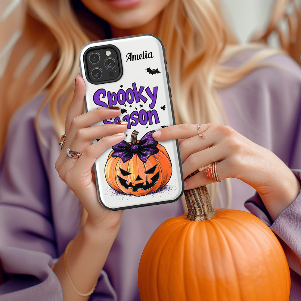 Personalized Name Spooky Season Pumpkin Phone Case, iPhone, Pixel, Samsung