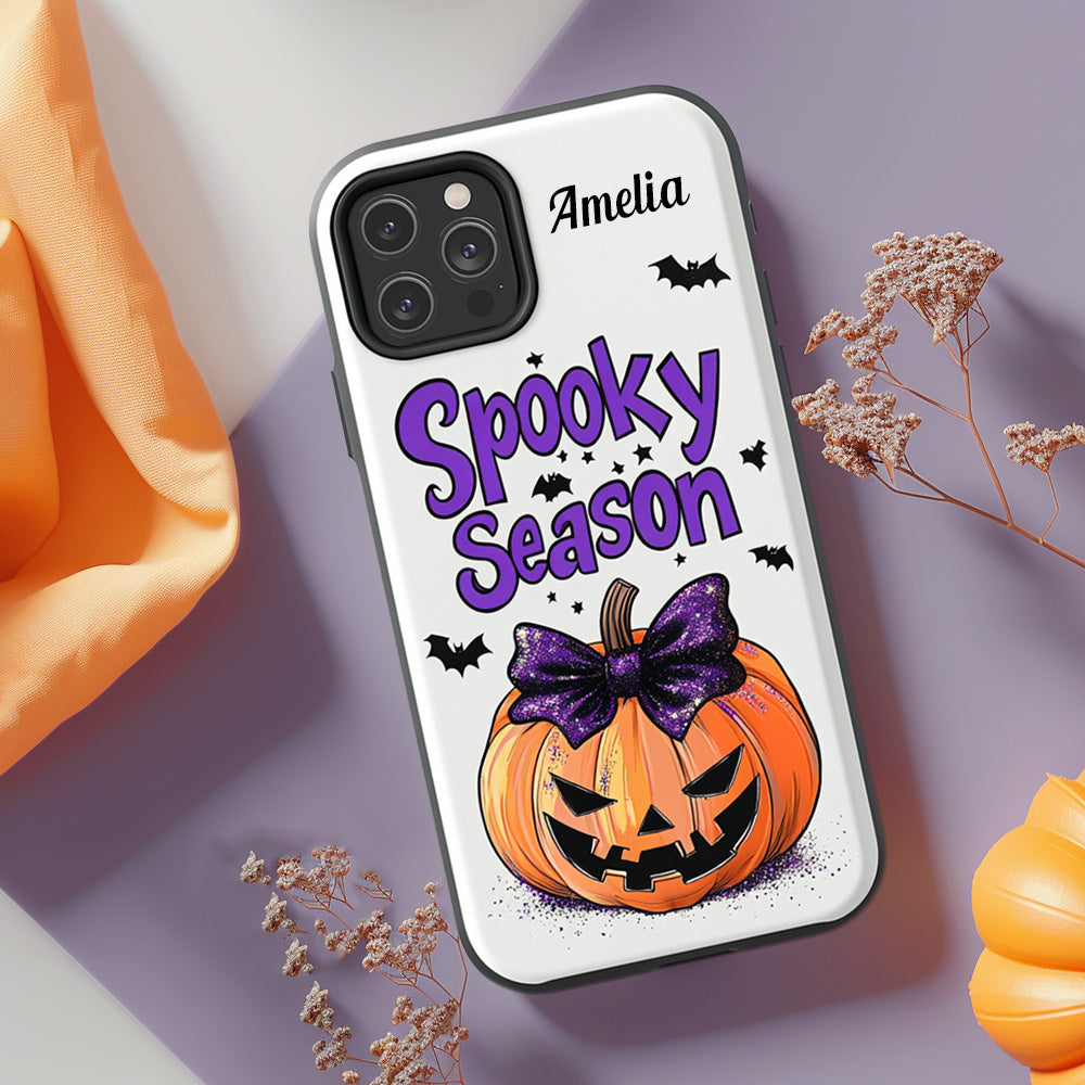 Personalized Name Spooky Season Pumpkin Phone Case, iPhone, Pixel, Samsung