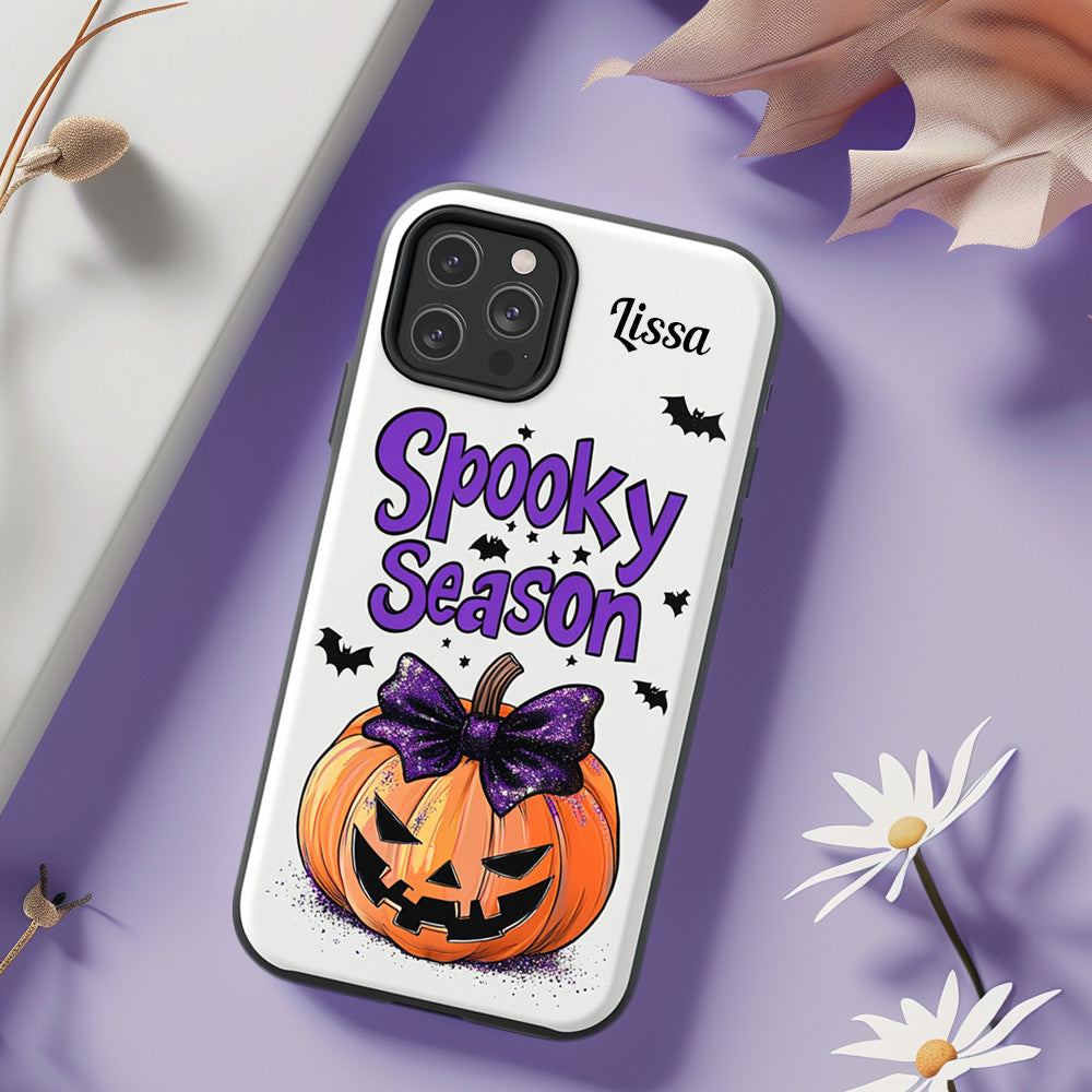 Personalized Name Spooky Season Pumpkin Phone Case, iPhone, Pixel, Samsung