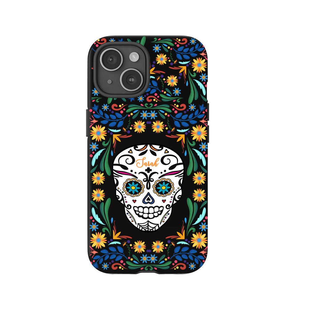 Personalized Multiple Designs Day of the Dead Floral Skull Phone Case,Custom Name, iPhone, Pixel, Samsung