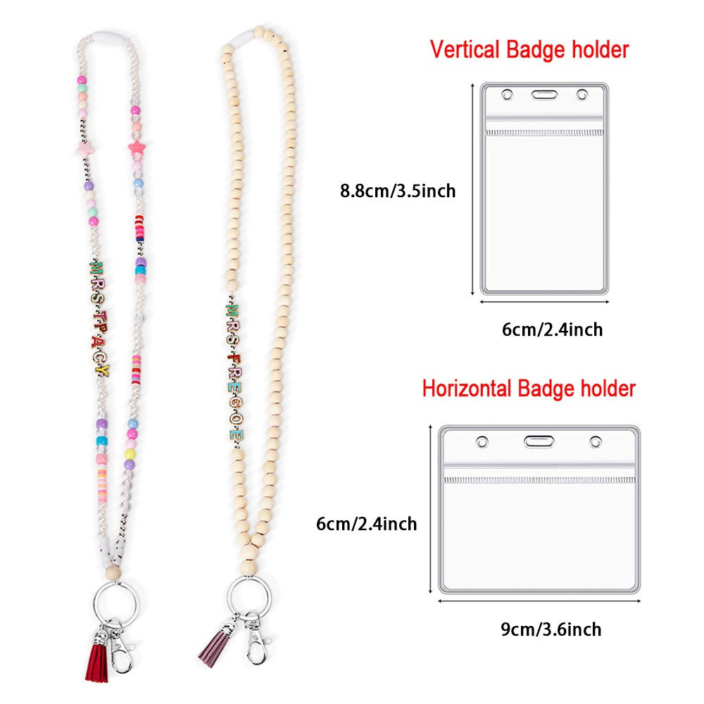 Personalized Colorful Beaded Teacher Lanyard with Tassel, Custom Name Wooden School Lanyard, Back to School/End of Year Gift for Teacher/Educator