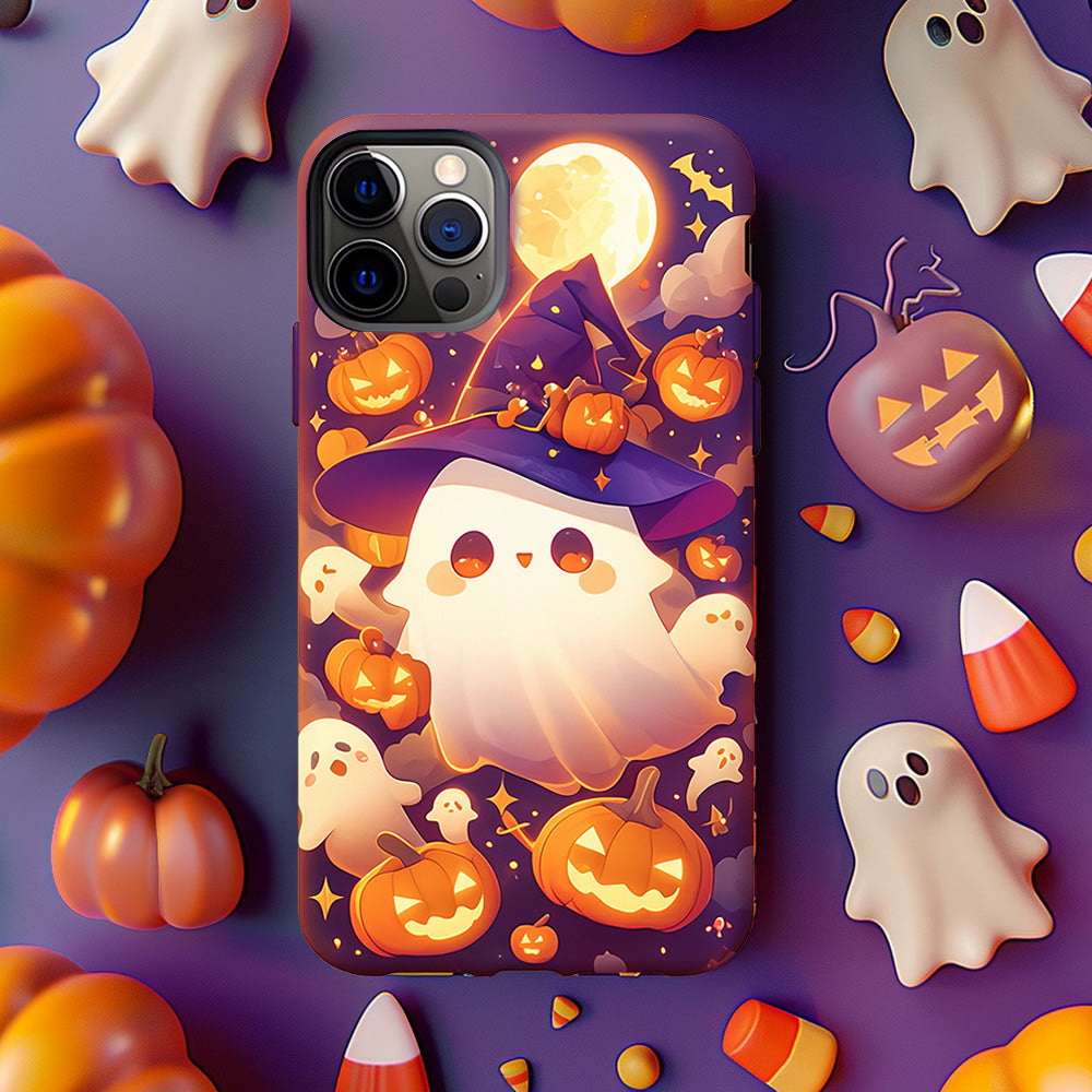 Halloween Ghost and Pumpkin Decorative Phone Case, iPhone, Pixel, Samsung