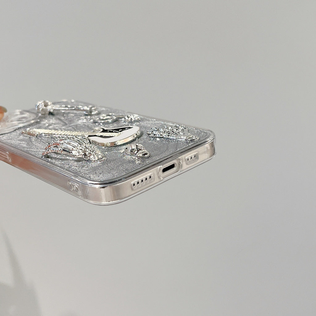 3D Metallic Skeleton Hands Guitar iPhone Case