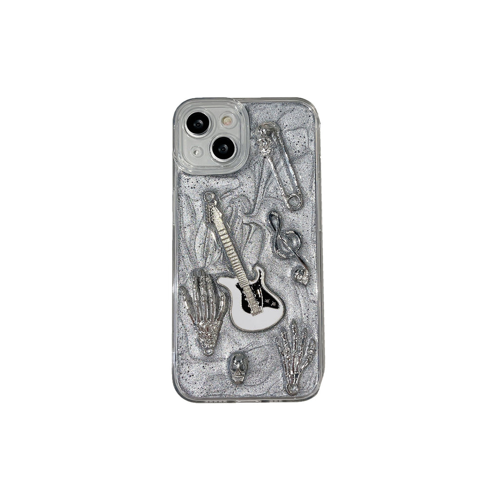 3D Metallic Skeleton Hands Guitar iPhone Case