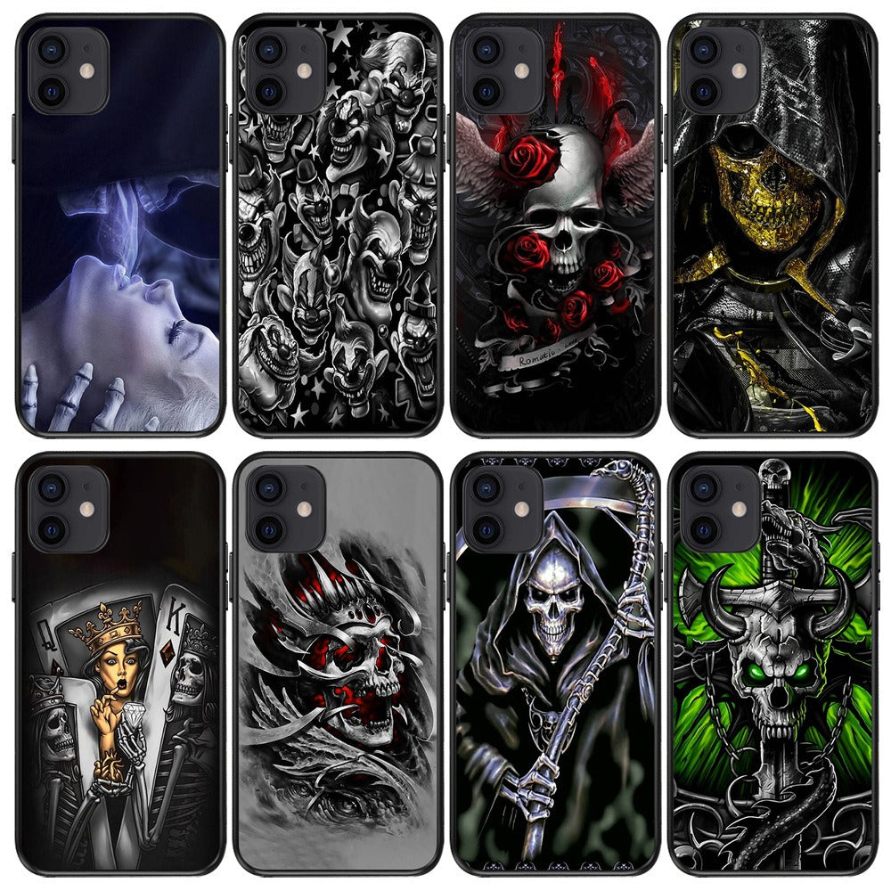 Skeleton Skull Design Phone Case,Multiple Styles Available,Halloween Vibes,iPhone, Pixel, Samsung