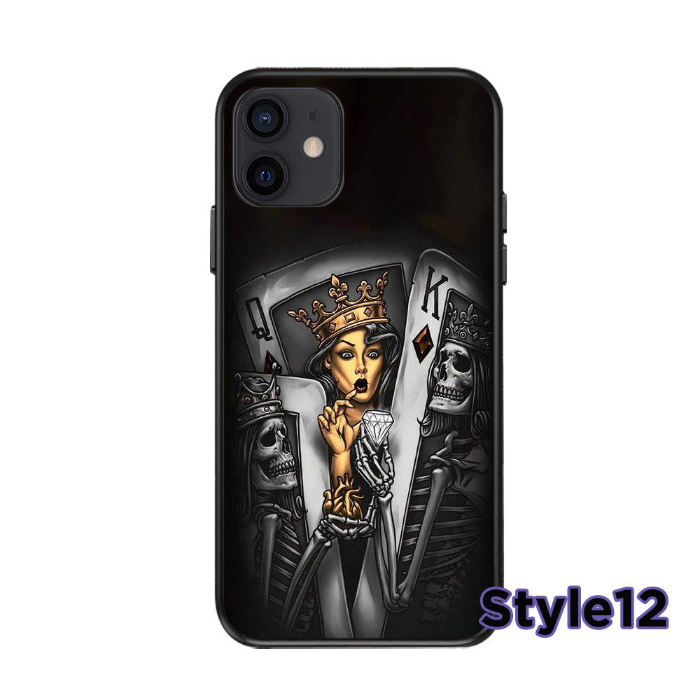Skeleton Skull Design Phone Case,Multiple Styles Available,Halloween Vibes,iPhone, Pixel, Samsung