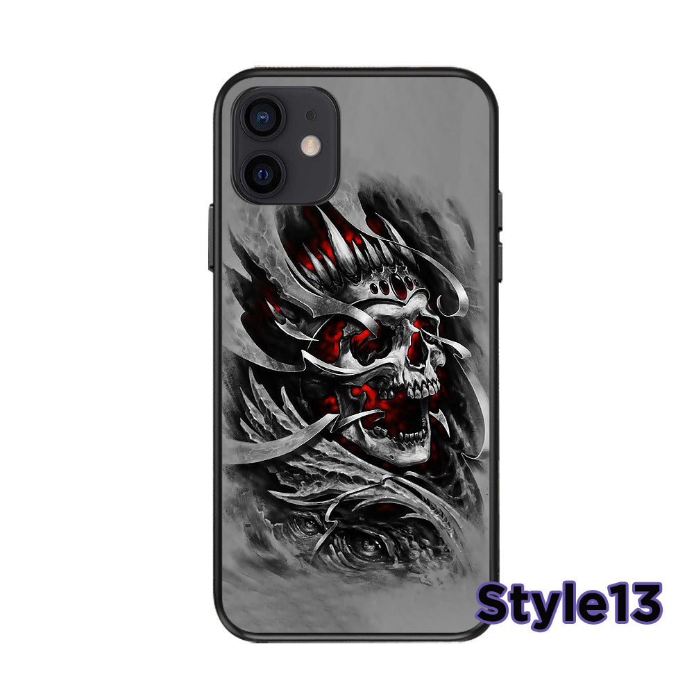 Skeleton Skull Design Phone Case,Multiple Styles Available,Halloween Vibes,iPhone, Pixel, Samsung
