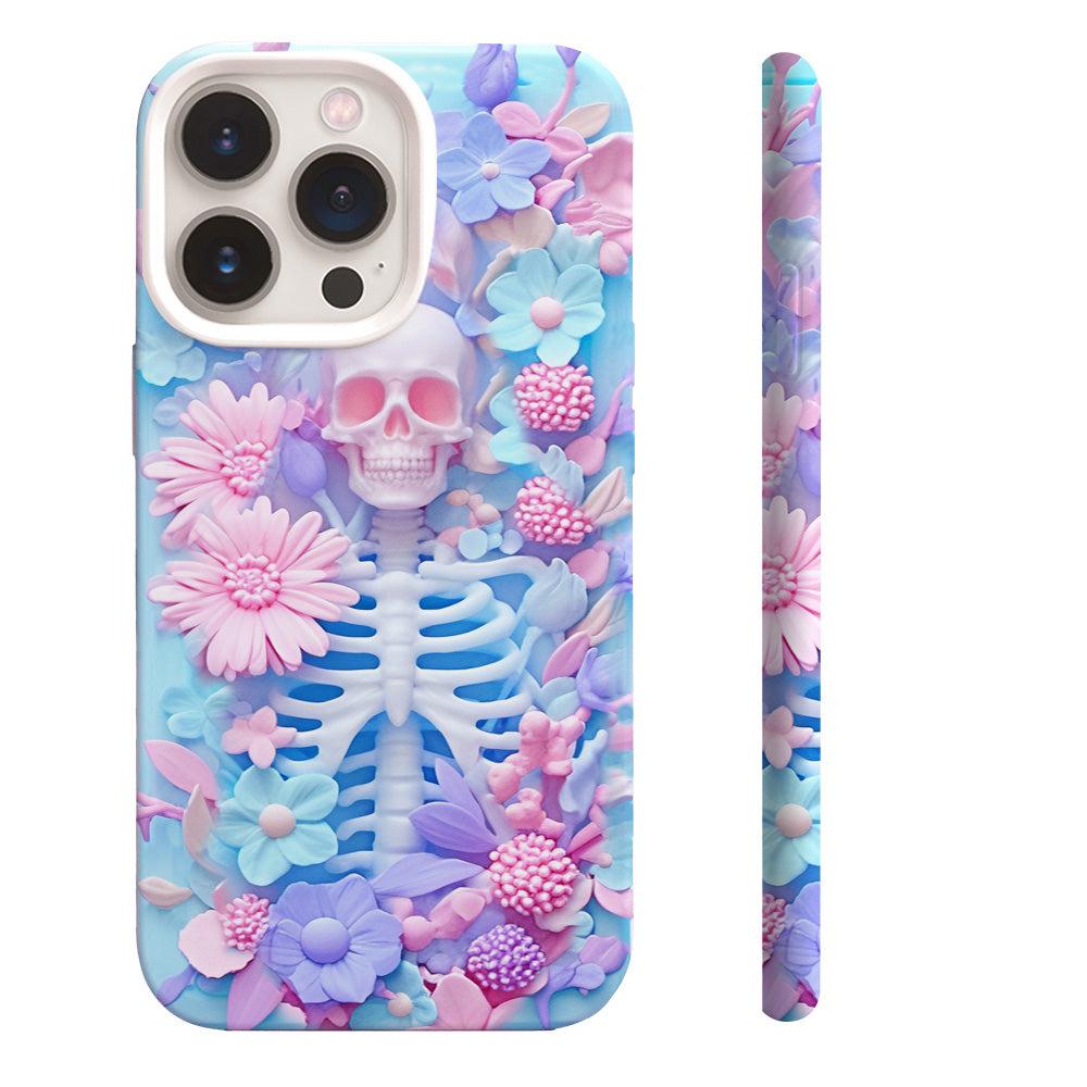 Floral Skull Phone Case,Vibrant Pastel Design, iPhone, Pixel, Samsung