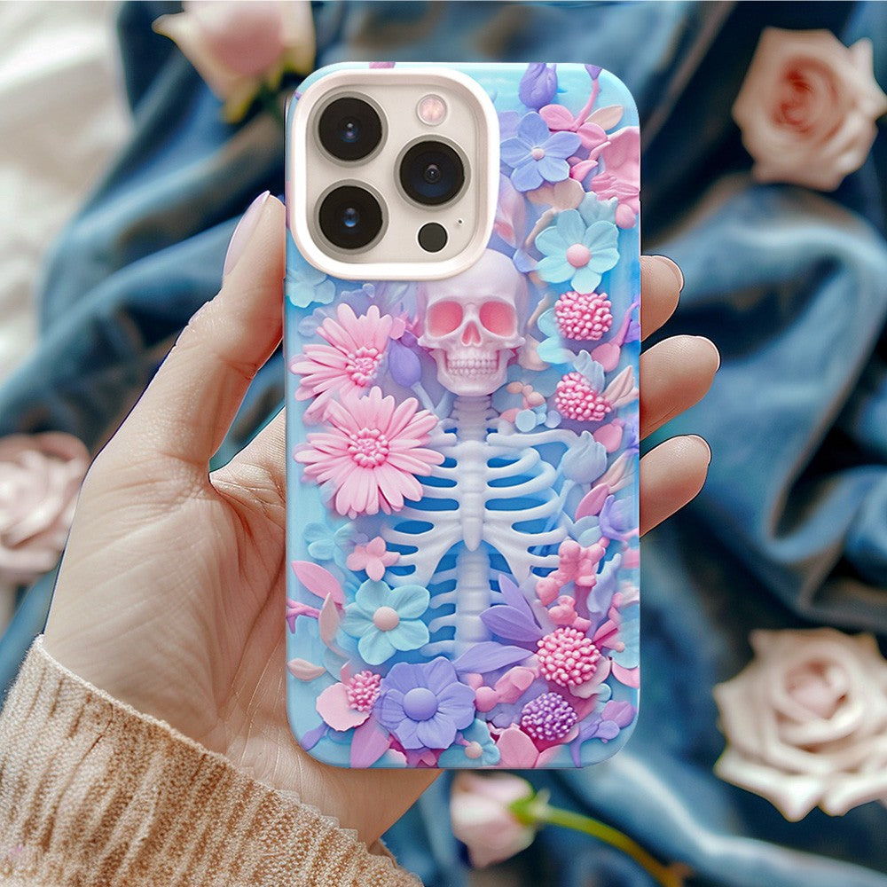 Floral Skull Phone Case,Vibrant Pastel Design, iPhone, Pixel, Samsung
