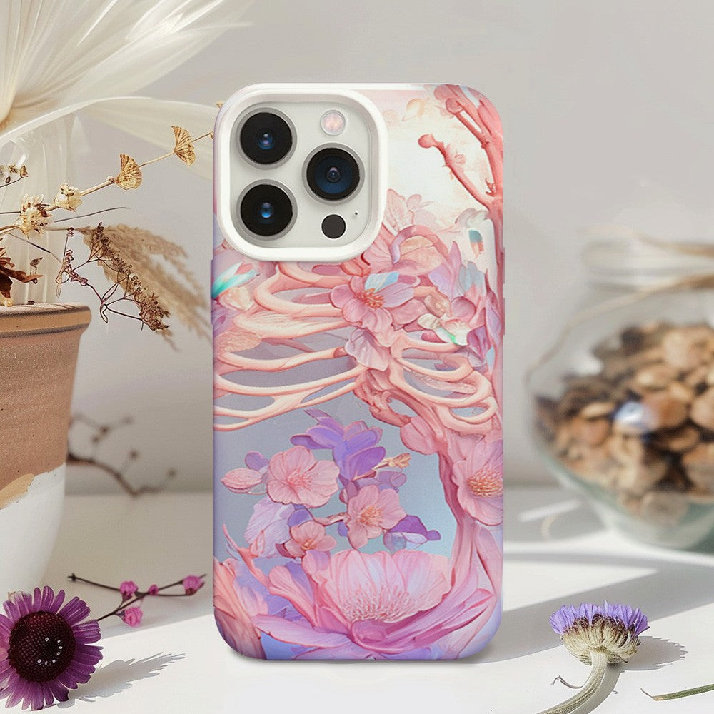 Colorful Floral Skull Design Phone Case, Artistic Cover,iPhone, Pixel, Samsung