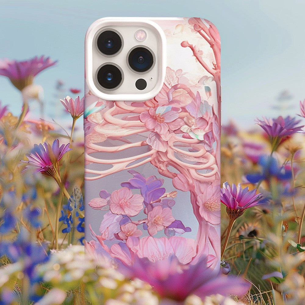 Colorful Floral Skull Design Phone Case, Artistic Cover,iPhone, Pixel, Samsung