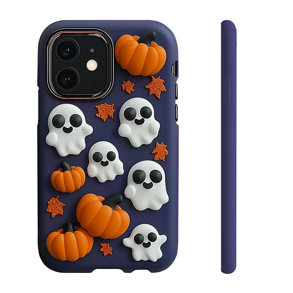 3D Halloween Multiple Ghosts and Pumpkin Phone Case, Spooky Season, for iPhone, Google Pixel, Samsung