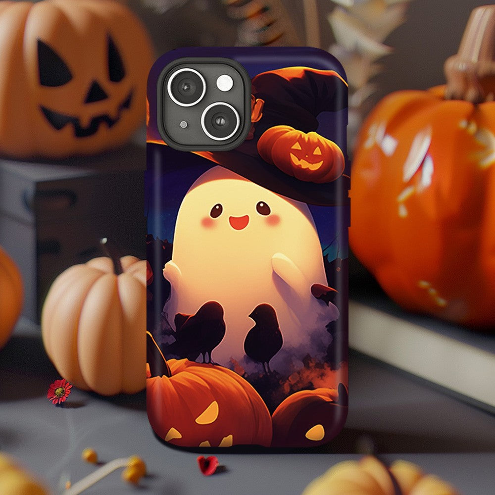 Halloween Ghosts and Pumpkins Phone Case, Playful Design ,iPhone, Pixel, Samsung