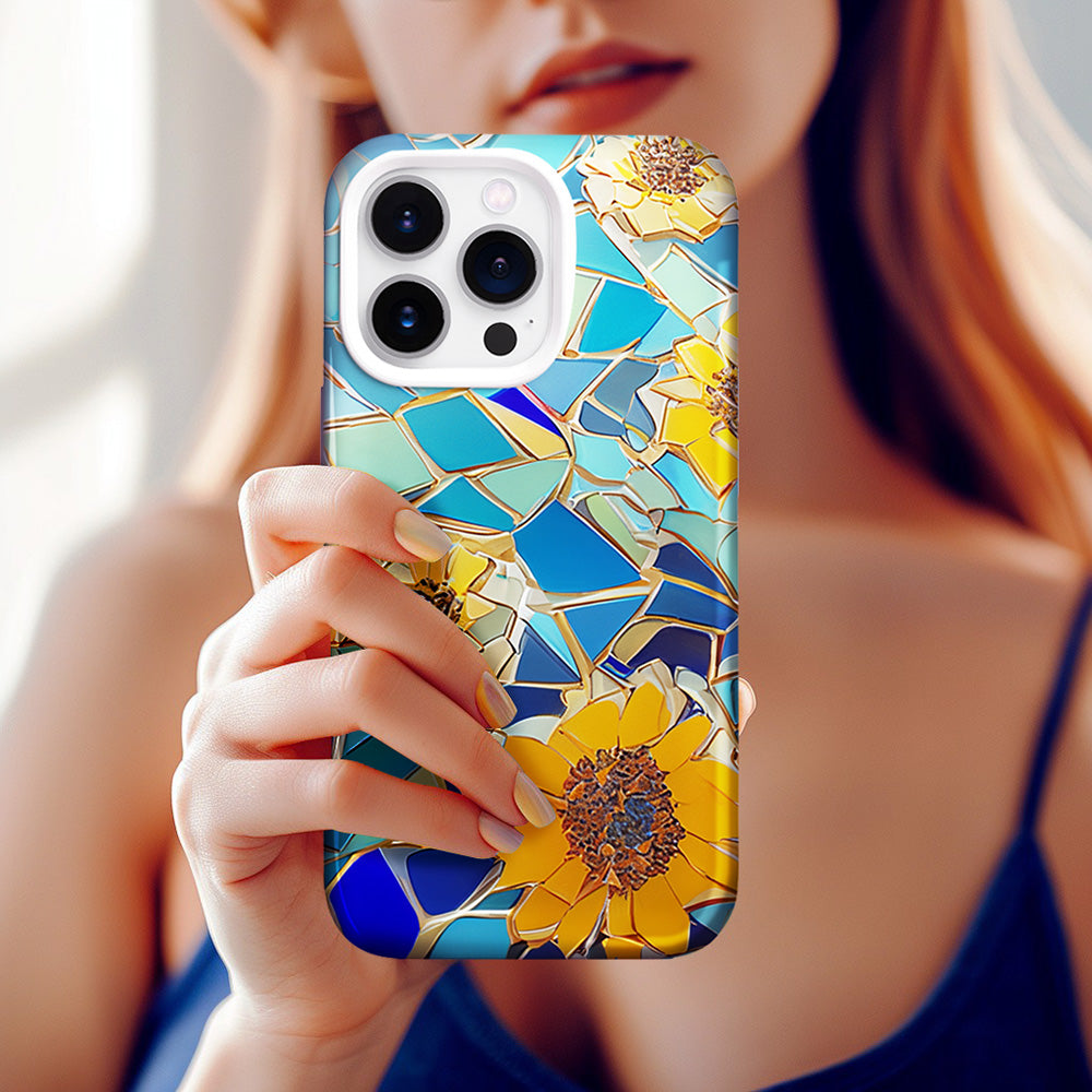 Sunflower Mosaic Phone Case,Multiple Styles for iPhone, Samsung Galaxy, Google Pixel