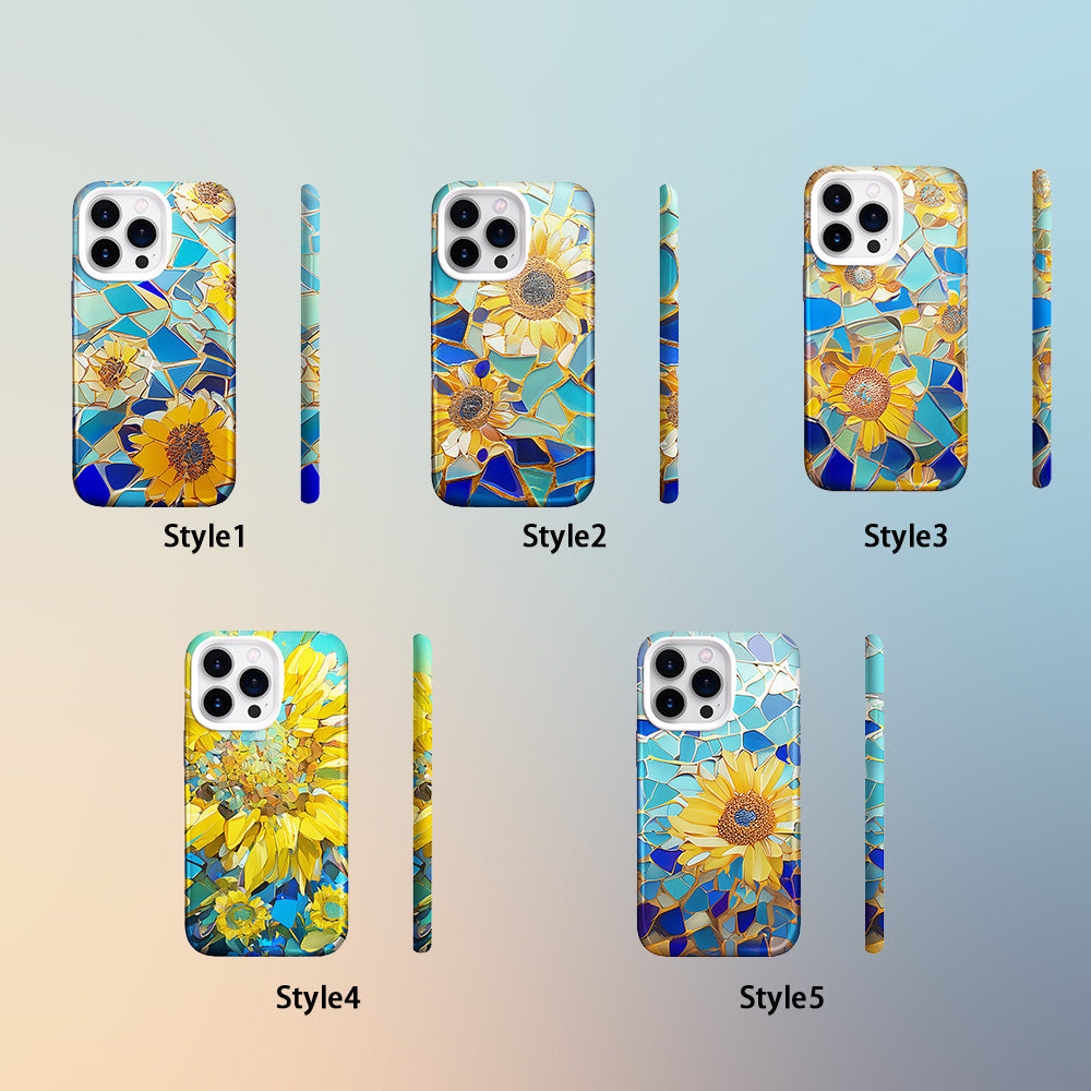 Sunflower Mosaic Phone Case,Multiple Styles for iPhone, Samsung Galaxy, Google Pixel