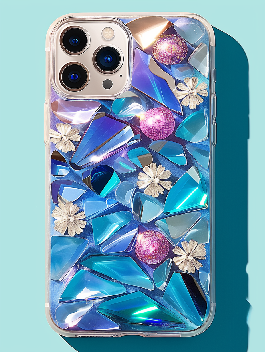 Floral Gemstone Mosaic Style Phone Case, Multiple Styles Available for iPhone, Samsung Galaxy, Google Pixel