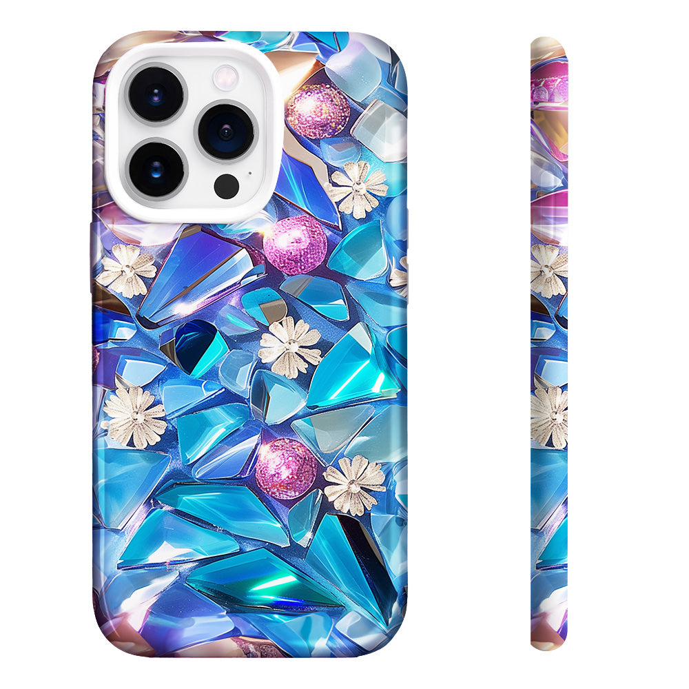 Floral Gemstone Mosaic Style Phone Case, Multiple Styles Available for iPhone, Samsung Galaxy, Google Pixel