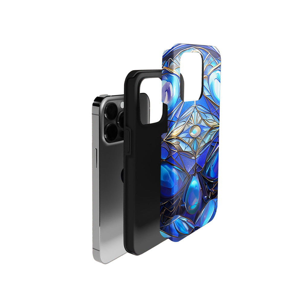 3D Stained Glass Vibrant Blue Mosaic Glass Phone Case,Stunning Design for iPhone, Samsung Galaxy, Google Pixel