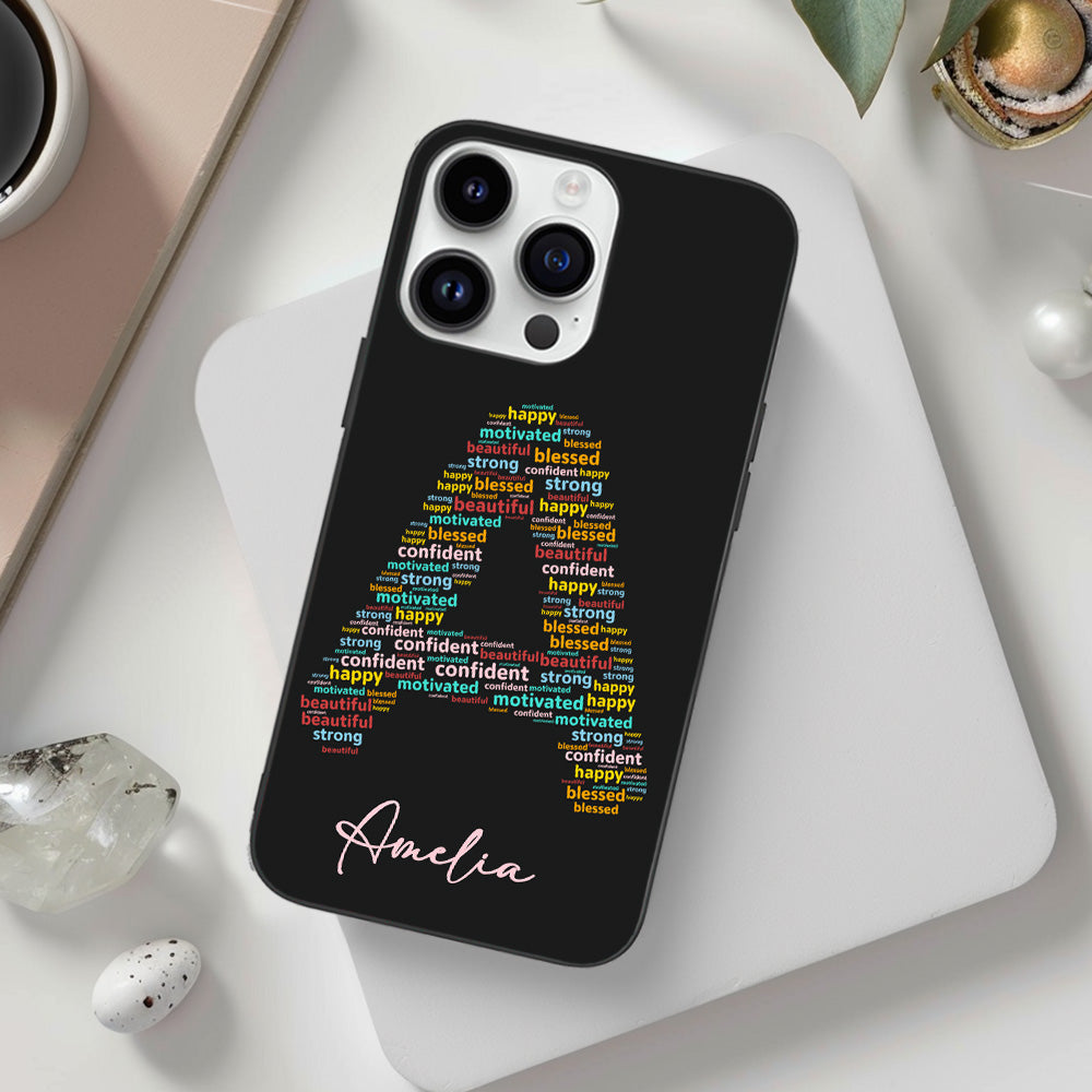 Custom Name Phone Case with Positive Affirmation Word Cloud Design,for iPhone, Samsung Galaxy, Google Pixel