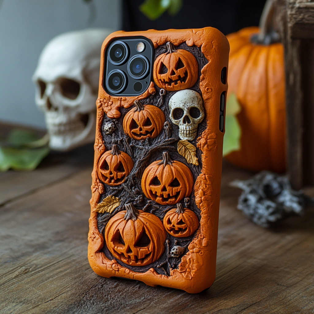 Spooky szn/Spooky Season Halloween Phone Cases, Multiple Designs，Spooky Season Pumpkin and Skull Patterns for iPhone, Samsung Galaxy, Google Pixel