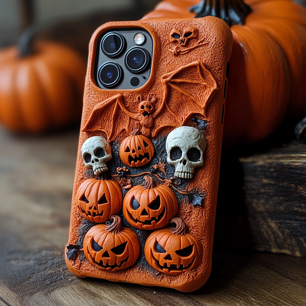 Spooky szn/Spooky Season Halloween Phone Cases, Multiple Designs，Spooky Season Pumpkin and Skull Patterns for iPhone, Samsung Galaxy, Google Pixel