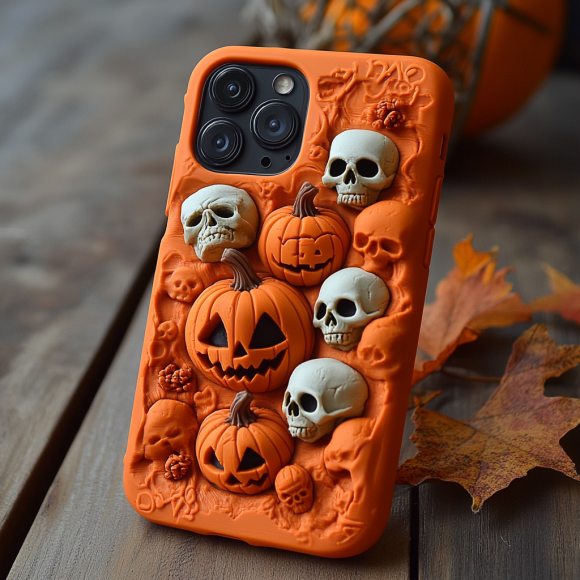 Spooky szn/Spooky Season Halloween Phone Cases, Multiple Designs，Spooky Season Pumpkin and Skull Patterns for iPhone, Samsung Galaxy, Google Pixel