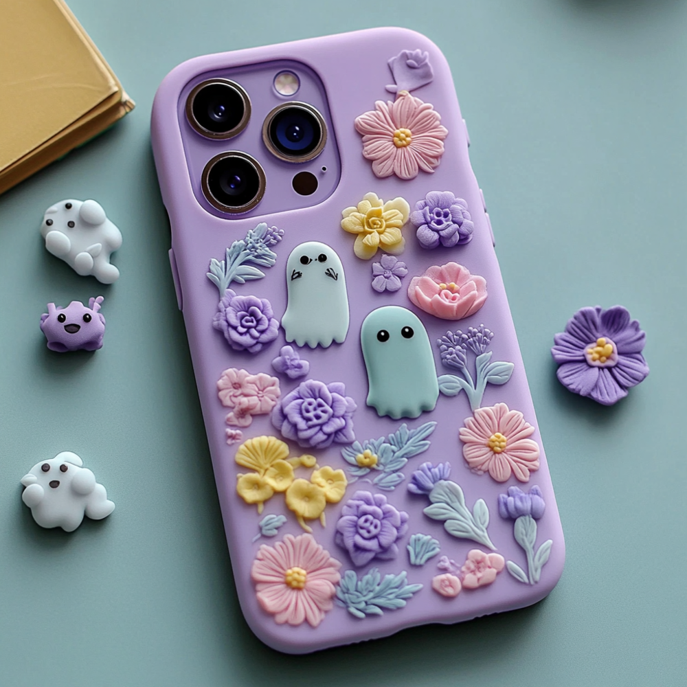 Spooky szn/Spooky Season Halloween Cute Ghost Flower Phone Case,Spooky Season for iPhone