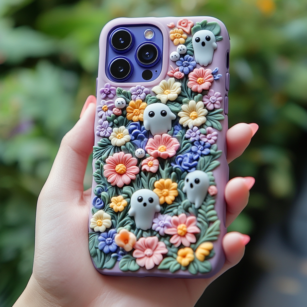 Spooky szn/Spooky Season Halloween Cute Ghost Flower Phone Case,Spooky Season for iPhone