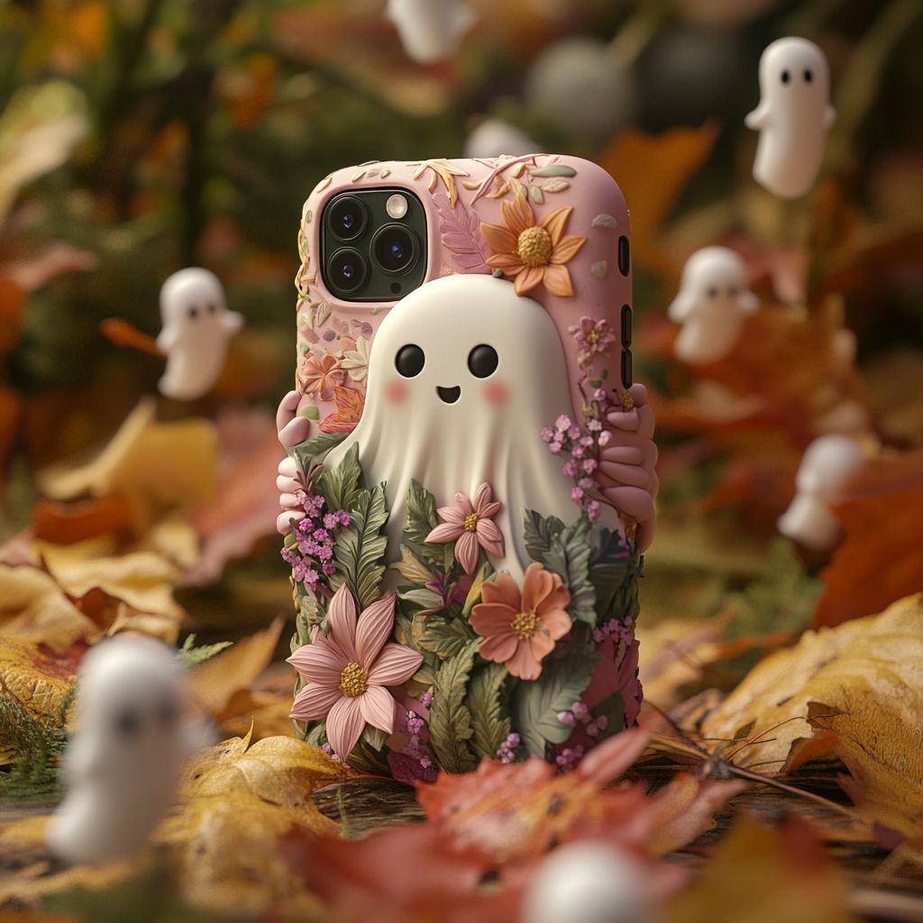 Spooky szn/Spooky Season Floral Ghost Halloween Phone Case,Spooky Season, Cute Design for iPhone, Samsung Galaxy, Google Pixel