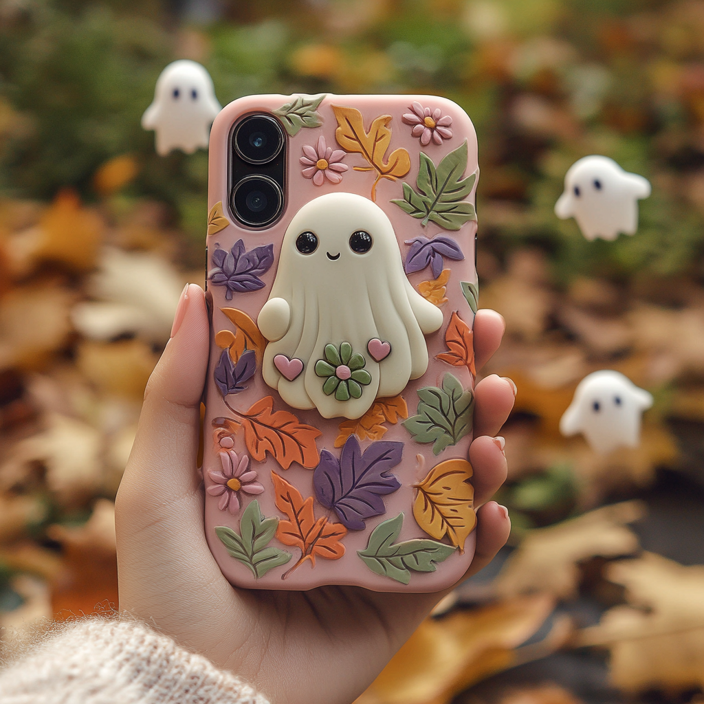 Spooky szn/Spooky Season Floral Ghost Halloween Phone Case,Spooky Season, Cute Design for iPhone, Samsung Galaxy, Google Pixel