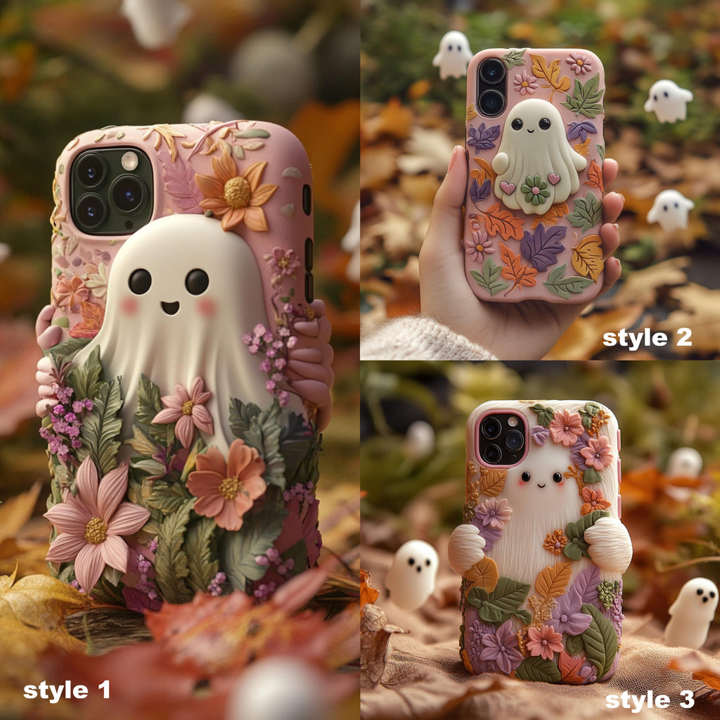 Spooky szn/Spooky Season Floral Ghost Halloween Phone Case,Spooky Season, Cute Design for iPhone, Samsung Galaxy, Google Pixel