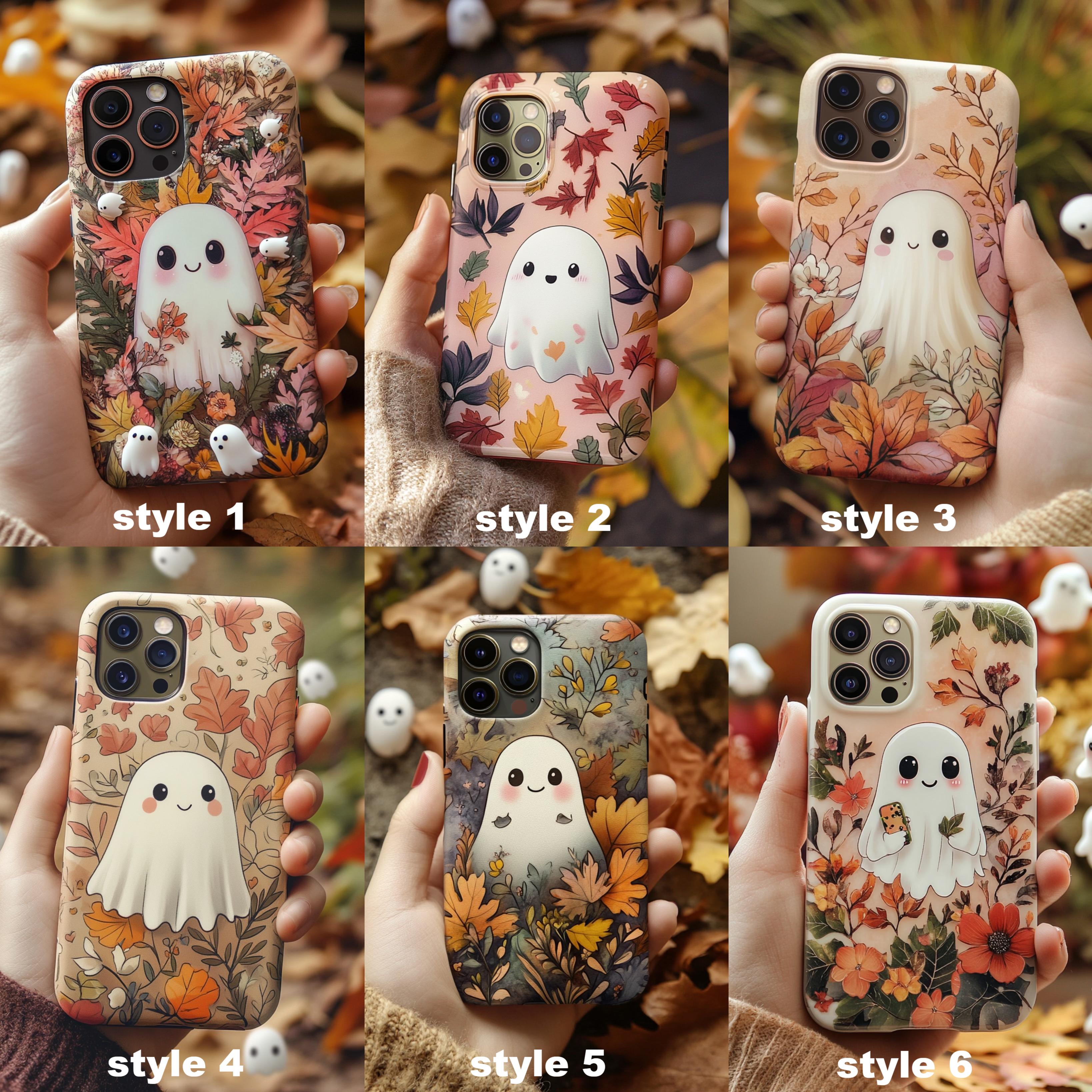 Autumn Leaves and Ghosts Design Case, Celebrate Halloween Spooky Season for iPhone, Samsung Galaxy, Google Pixel