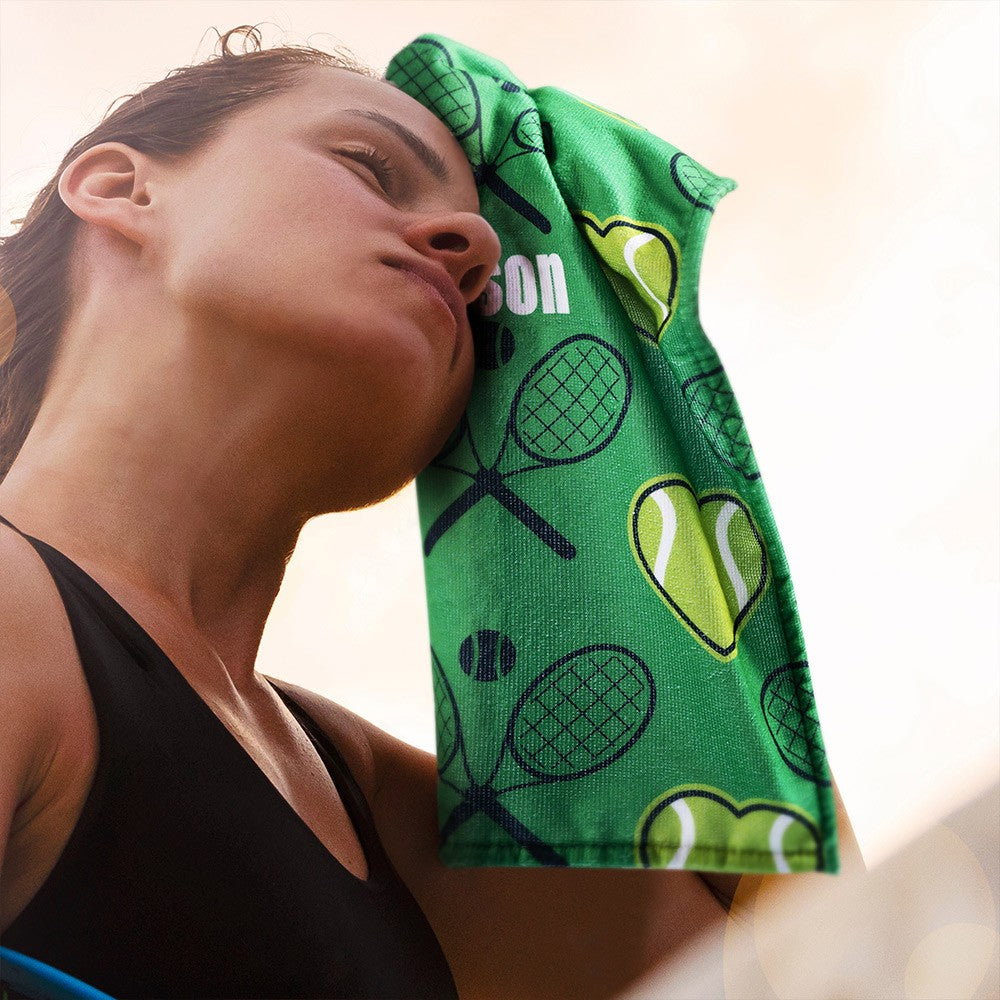 Personalized Tennis Towel with Name, Soft Absorbent Tennis Sweat Towel, Tennis Gear Stuff Accessories, Gym Gift for Tennis Lover/Tennis Team