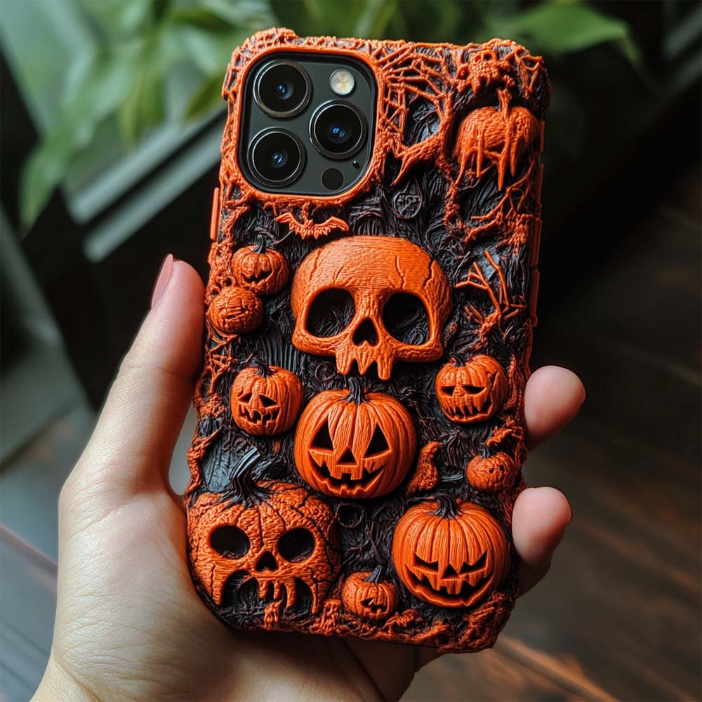 Halloween 3D Pumpkins Phone Case,Multiple Styles Available for iPhone, Samsung Galaxy, Google Pixel