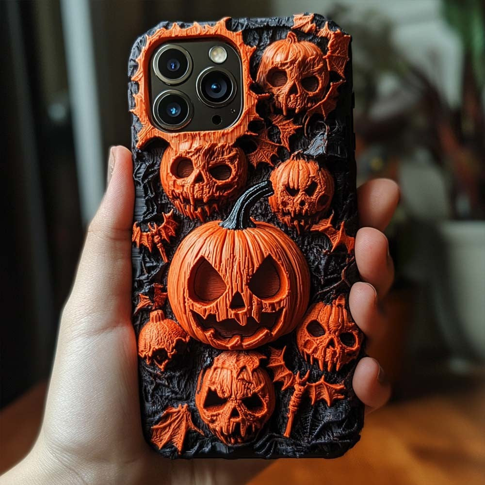 Halloween 3D Pumpkins Phone Case,Multiple Styles Available for iPhone, Samsung Galaxy, Google Pixel