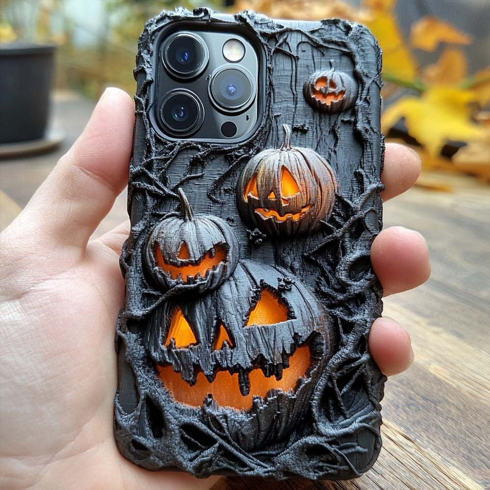 Halloween 3D Pumpkins Phone Case,Multiple Styles Available for iPhone, Samsung Galaxy, Google Pixel