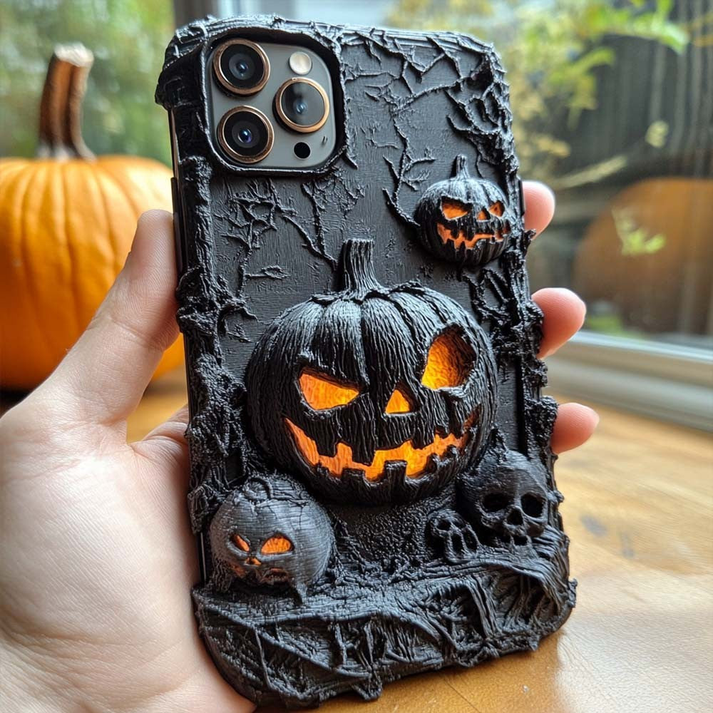 Halloween 3D Pumpkins Phone Case,Multiple Styles Available for iPhone, Samsung Galaxy, Google Pixel