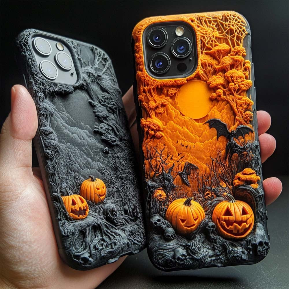 Halloween 3D Pumpkins Phone Case,Multiple Styles Available for iPhone, Samsung Galaxy, Google Pixel